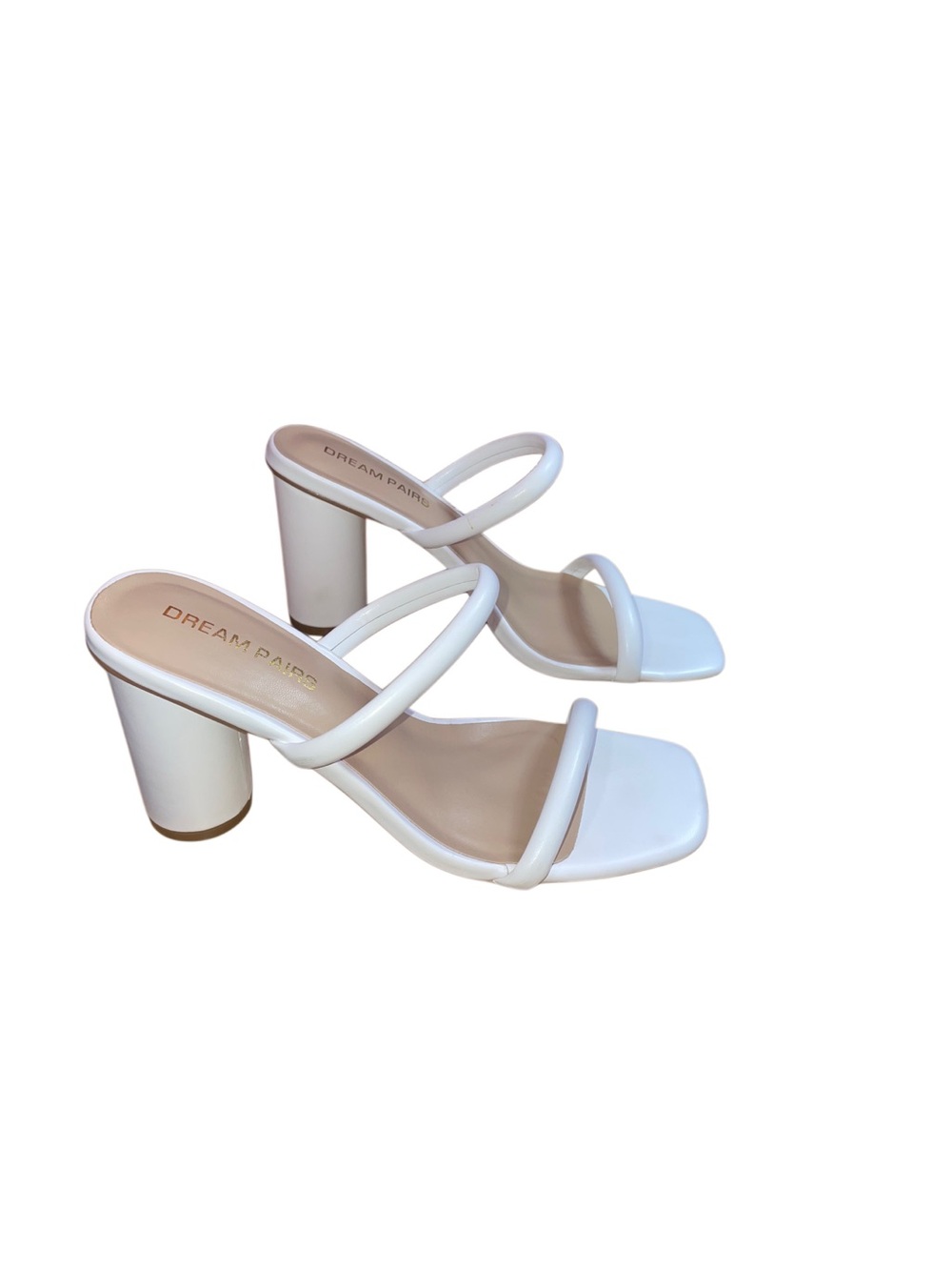 White open toe heels